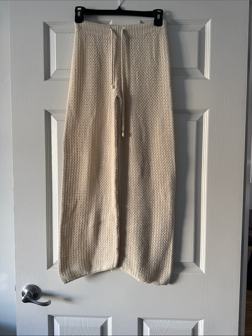 Pull&Bear Cream Knit Joggers with Drawstring